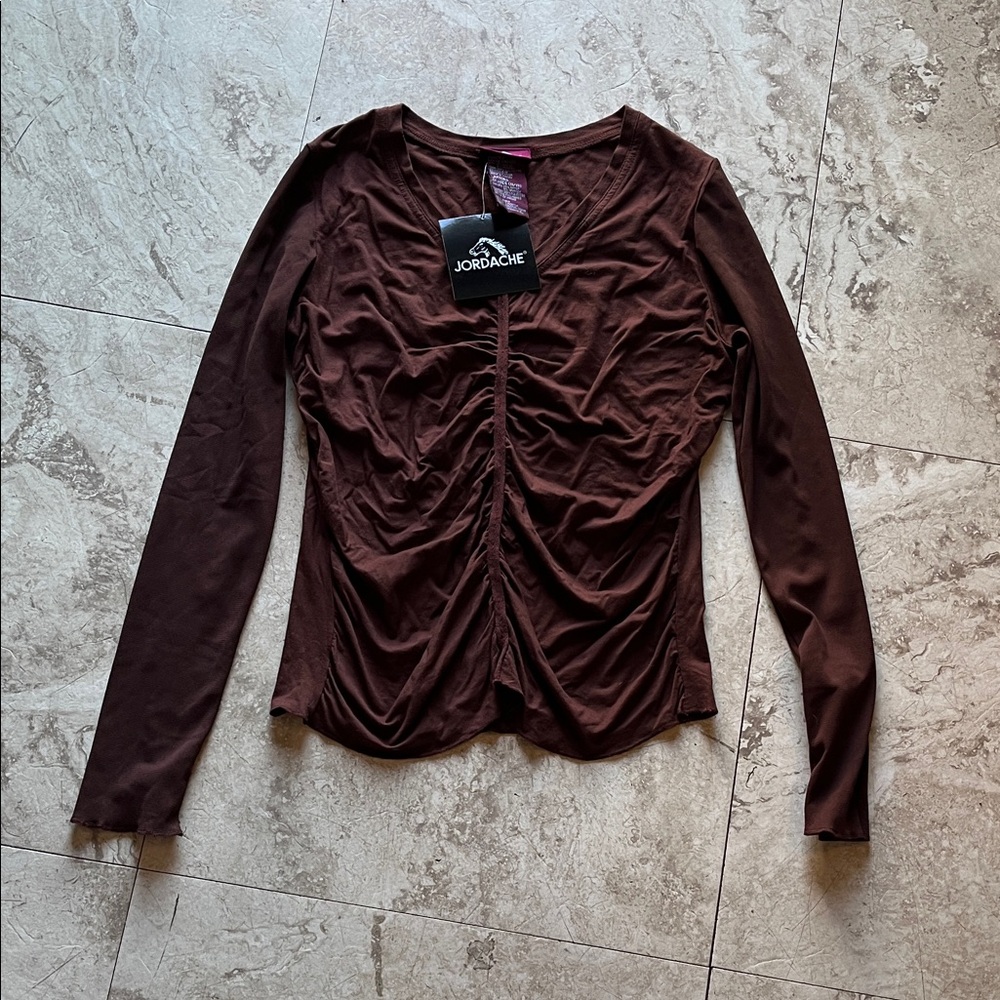 Jordache Women's Chocolate Long Sleeve Blouse